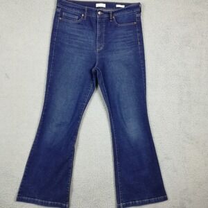 Sofia Womens Jeans Melisa Flare Leg Blue Denim Dark Wash High Rise Stretch 12